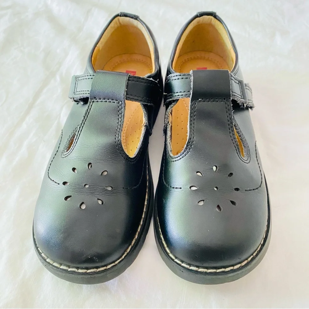 BKs GIRLS Black Shoes Strap Mary Janes Buckle Velcro School Uniform